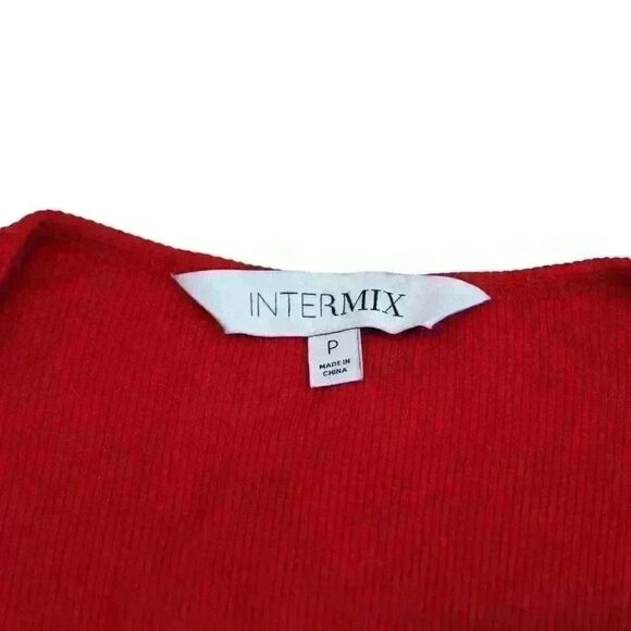 Intermix Serena Red Wrap-Front Rib Knit Mini Dress – Size P (Petite/Small) - Picture 4 of 8